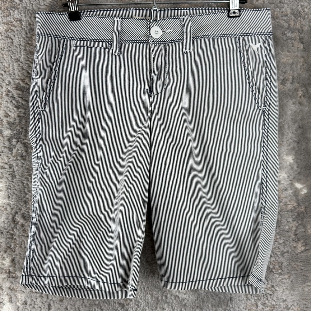 Grane Junior Size 9 Striped Stretch Casual Shorts‎ Black White Button Zip